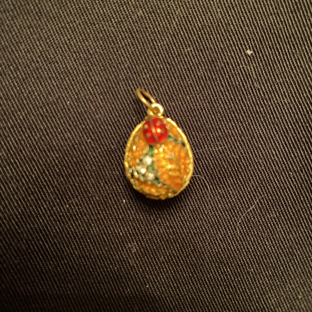 Russian Faberge Multi-Green & Yellow Egg Pendant
